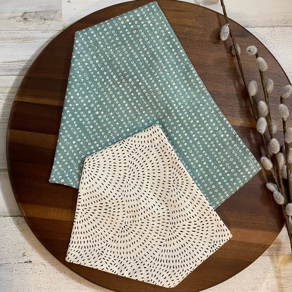 Boho Blue and White Reversible Dog Bandana - Picture 1 of 7